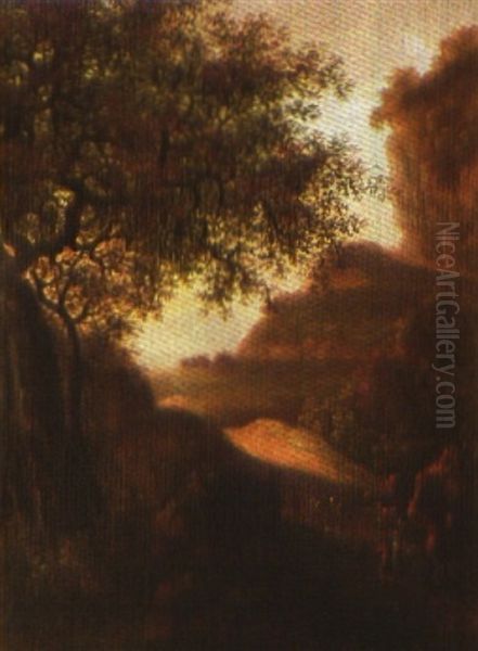 Bewaldete, Felsige Landschaft Mit Staffage Oil Painting by Johann Kaspar Kuster