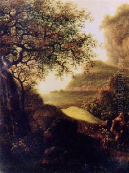 Gebirgslandschaft Mit Hirten Und Ziegen Oil Painting by Johann Kaspar Kuster