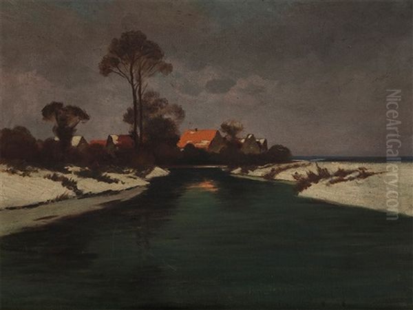 Winter Afternoon Oil Painting by Carl Kuestner