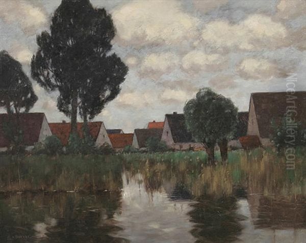 Dorf An Der Amper Oil Painting by Carl Kuestner