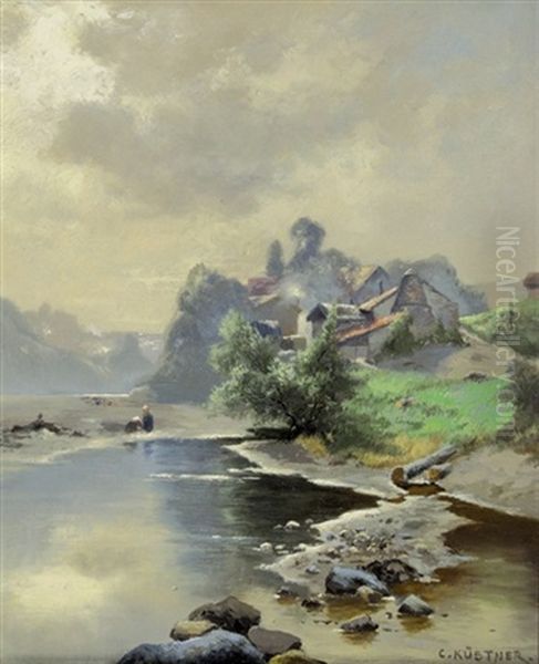 At The River Oil Painting by Carl Kuestner