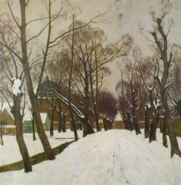 Verschneiter Park Oil Painting by Carl Kuestner