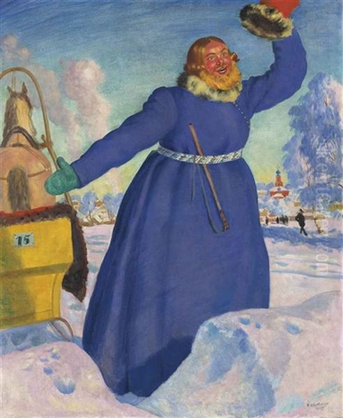 The Coachman Oil Painting by Boris Mikhailovich Kustodiev