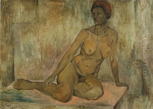 Figure Study Oil Painting by Boris Mikhailovich Kustodiev