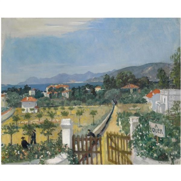 Villas, Antibes Oil Painting by Boris Mikhailovich Kustodiev