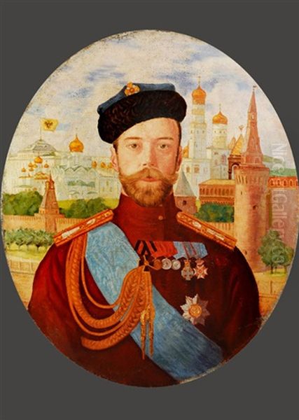 Portrait Zar Nikolas Der Zweite Oil Painting by Boris Mikhailovich Kustodiev