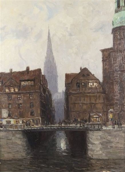 Am Michel In Hamburg Oil Painting by Paul Kutscha