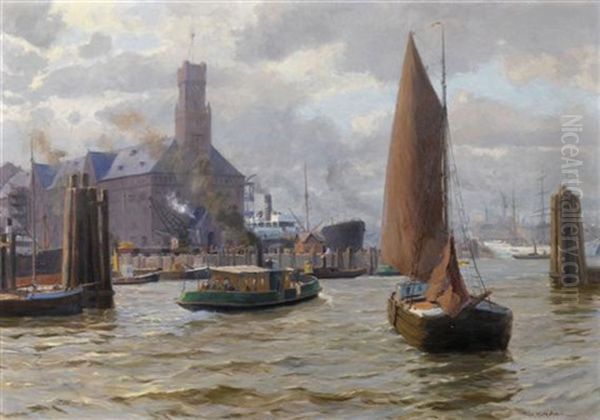 Hamburger Hafen Oil Painting by Paul Kutscha