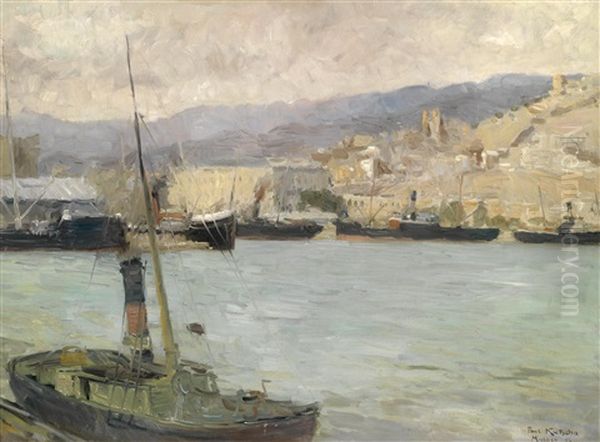 Im Hafen Von Malaga Oil Painting by Paul Kutscha