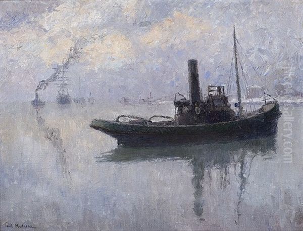 Tugboat In The Morning Light Oil Painting by Paul Kutscha