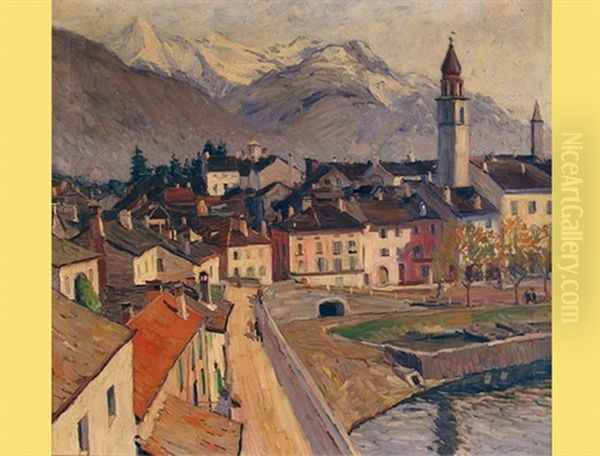 Harbourquay In Ascona Oil Painting by Paul Kutscha