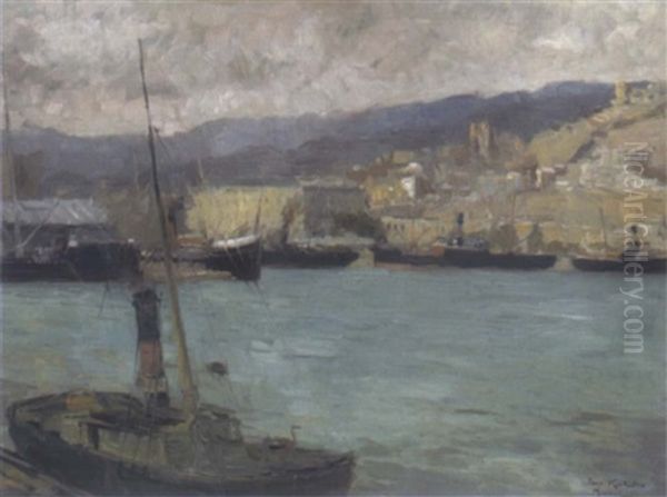 Im Hafen Von Malaga Oil Painting by Paul Kutscha