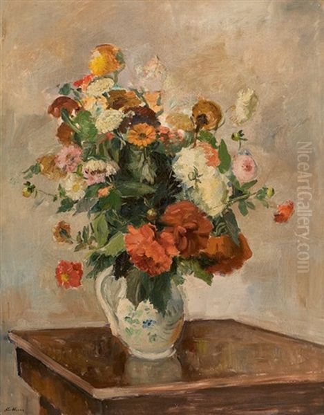 Floral Still Life Oil Painting by August Kutterer