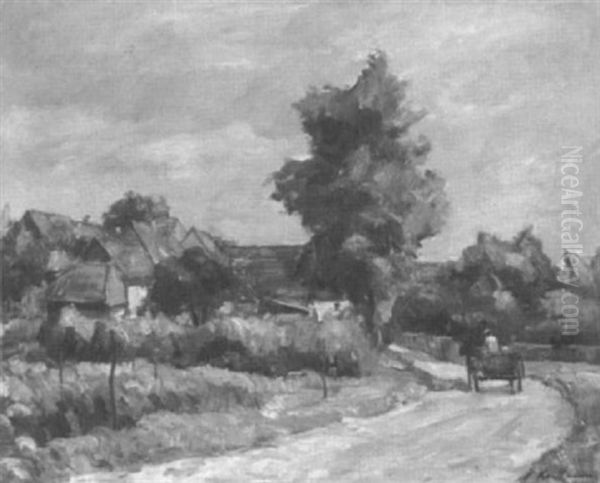 Dorfeingang In Forchheim Oil Painting by August Kutterer