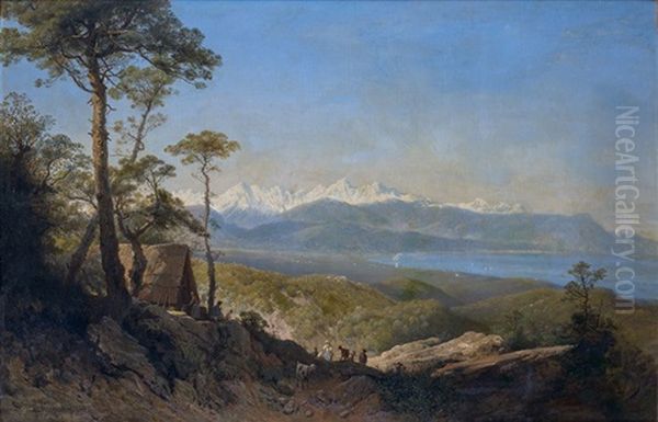 Paysage De Montagne Oil Painting by Carl Joseph Kuwasseg