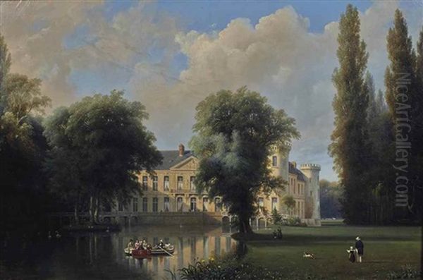 Vue Du Chateau D'ermenonville Oil Painting by Carl Joseph Kuwasseg