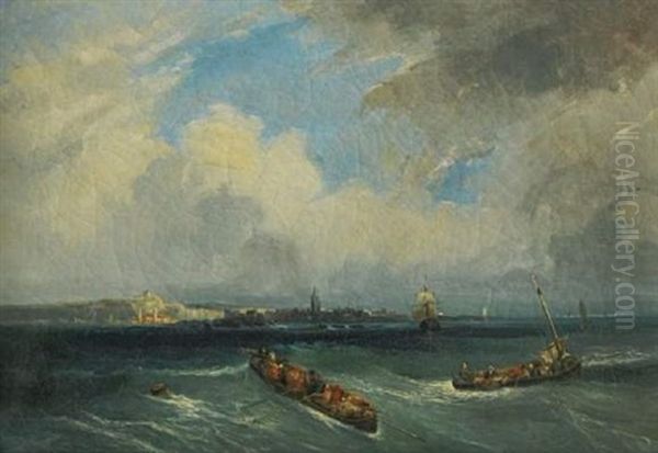 Port Presume De Boulogne Sur Mer Oil Painting by Carl Joseph Kuwasseg