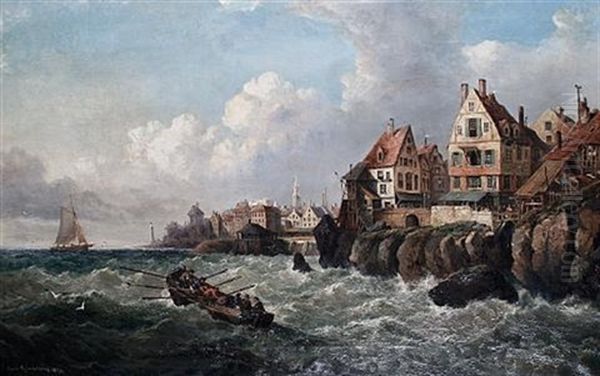 Along The Coast Of Brittany Oil Painting by Carl Joseph Kuwasseg