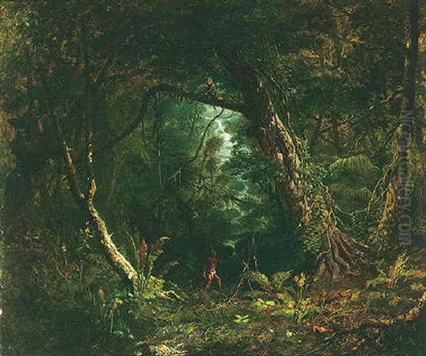 View In The Amazonian Forest Oil Painting by Carl Joseph Kuwasseg