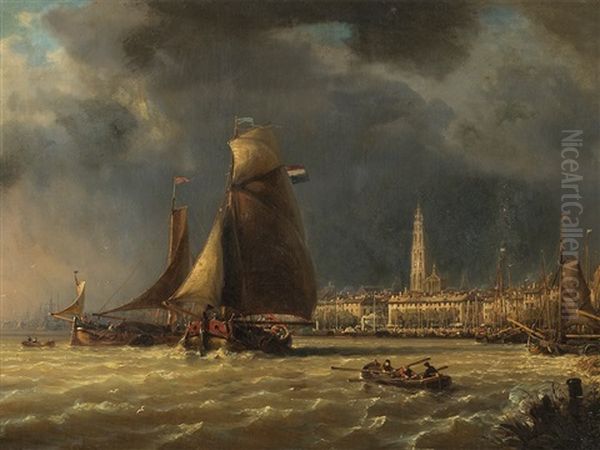 Port Of Antwerp by Charles Euphrasie Kuwasseg