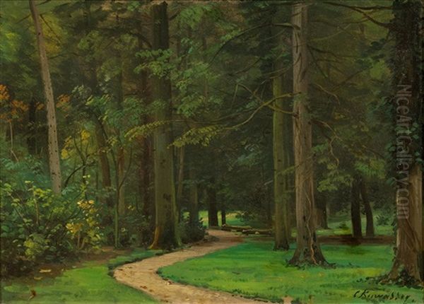 Forest Path Oil Painting by Charles Euphrasie Kuwasseg