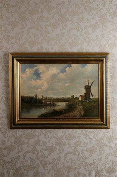 Paysage Au Moulin Oil Painting by Charles Euphrasie Kuwasseg