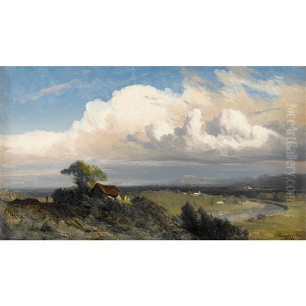 View Across The Valley Oil Painting by Charles Euphrasie Kuwasseg