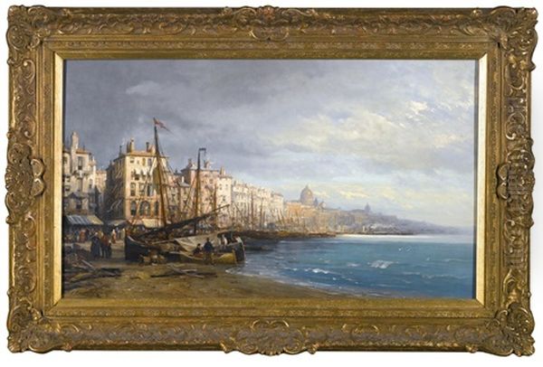 Un Port Du Midi Oil Painting by Charles Euphrasie Kuwasseg