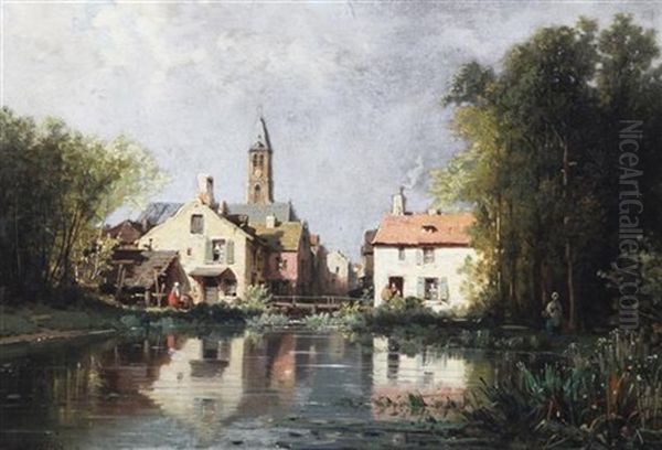 Near Rouen Oil Painting by Charles Euphrasie Kuwasseg