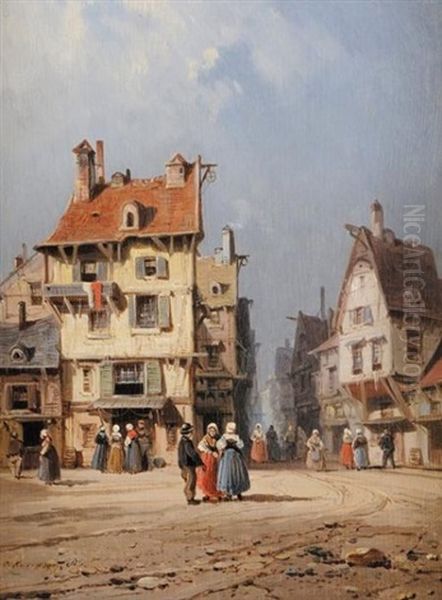 Scene De Village by Charles Euphrasie Kuwasseg