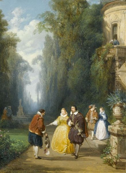 Elegante Partie Im Park Oil Painting by Charles Euphrasie Kuwasseg