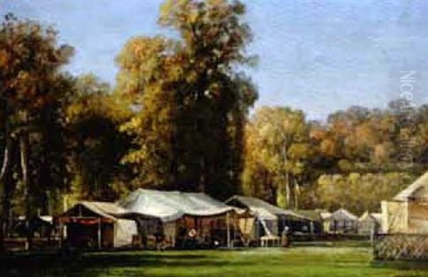 Fete Au Parc De Saint-cloud Oil Painting by Charles Euphrasie Kuwasseg