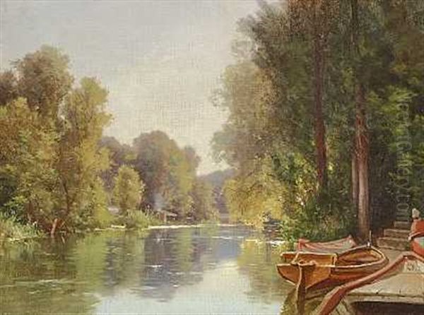 Landskab Med Alob, Sommer Oil Painting by Charles Euphrasie Kuwasseg