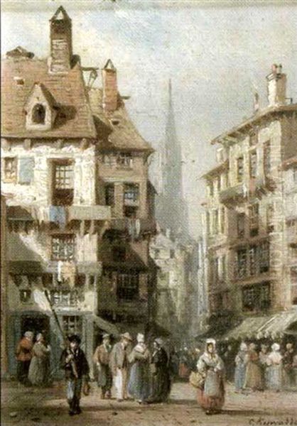 Rouen Oil Painting by Charles Euphrasie Kuwasseg