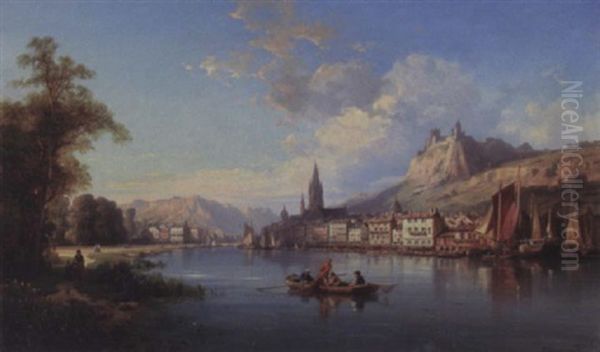 Vue De Saint-cloud (?) Oil Painting by Charles Euphrasie Kuwasseg