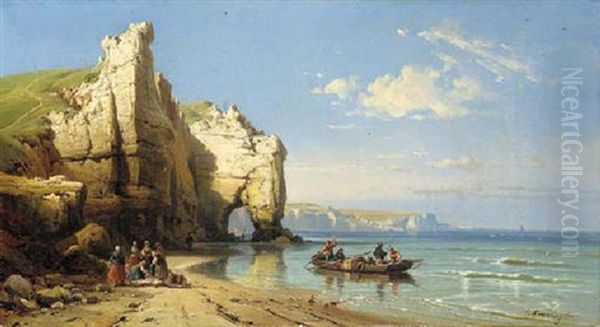 A Coastal View Of Normandy Oil Painting by Charles Euphrasie Kuwasseg