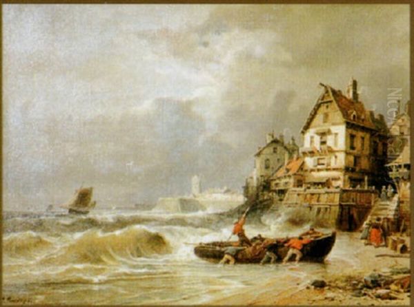 Retour De Peche Oil Painting by Charles Euphrasie Kuwasseg