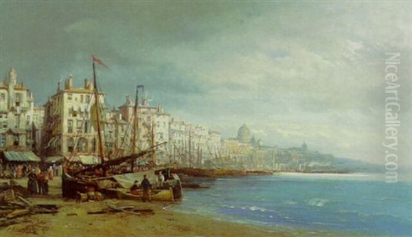 Marseilles Oil Painting by Charles Euphrasie Kuwasseg