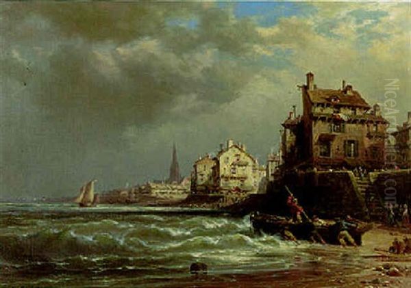 Port De Fecamp by Charles Euphrasie Kuwasseg