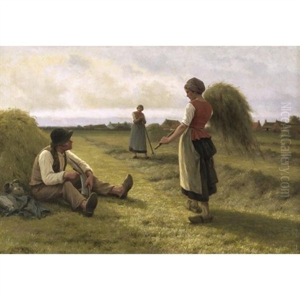 Harvest Oil Painting by Frans Pieter Lodewyk van Kuyck