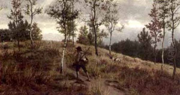 A Hunter With His Dog Oil Painting by Frans Pieter Lodewyk van Kuyck