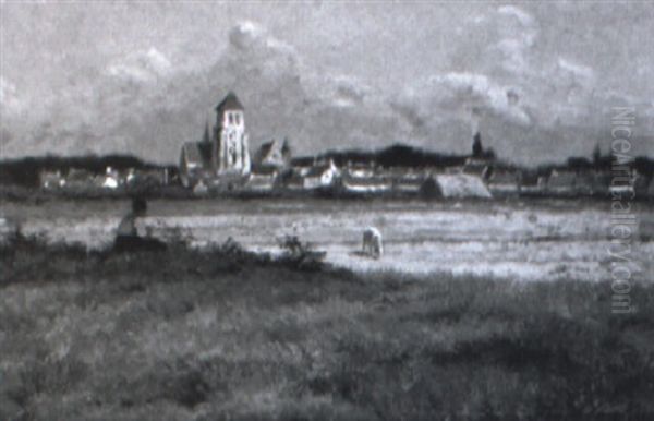 Landskap Med Vallflicka Och Stad by Frans Pieter Lodewyk van Kuyck