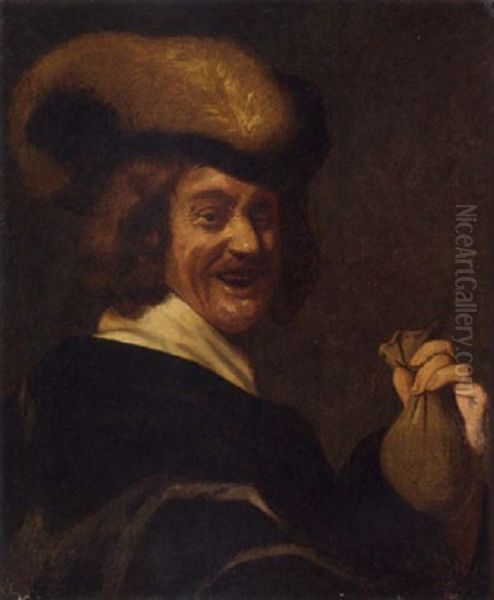 A Man Holding A Purse Oil Painting by Gysbrecht Van Der Kuyl