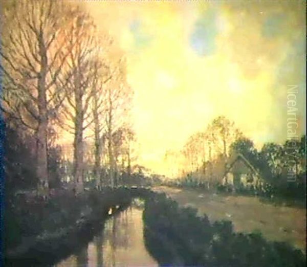 Allee In Einem Kanal Oil Painting by Adrianus Kuypers