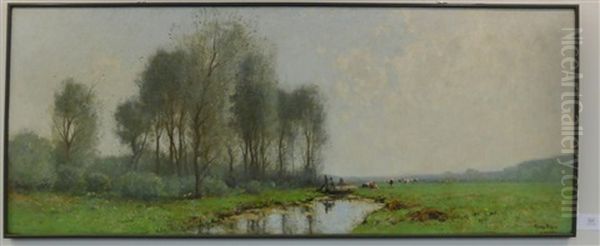 A Summer Landscape With Cattle Grazing Oil Painting by Cornelis Kuypers