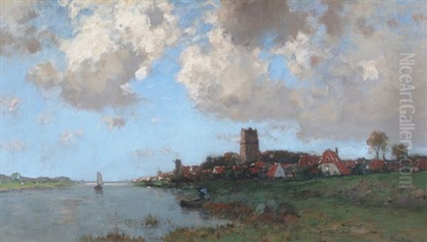 Ciudad Al Borde De Un Canal Oil Painting by Cornelis Kuypers