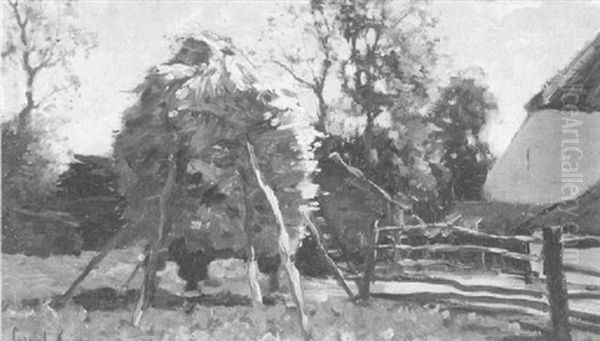 Haystack In A Barnyard Oil Painting by Cornelis Kuypers