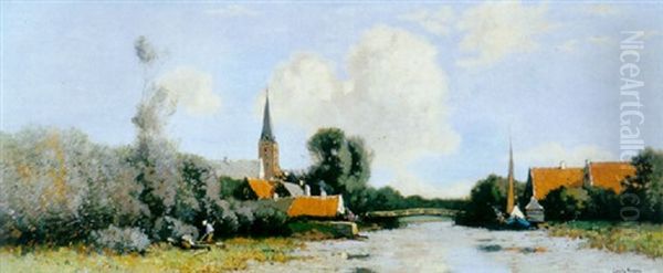 A Village On The Waterfront Oil Painting by Cornelis Kuypers