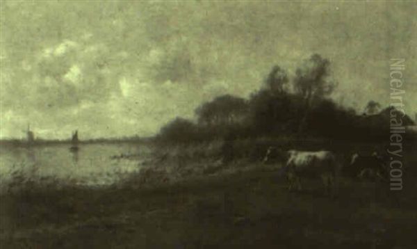 Cattle Watering Oil Painting by Cornelis Kuypers