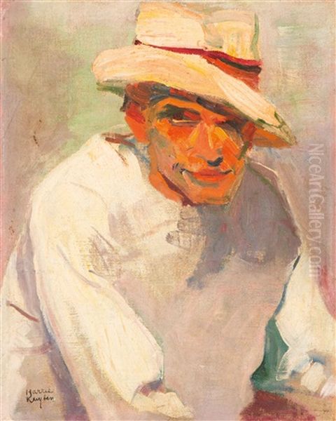 Self Portrait (32 Years) - Zandvoort 1915 Oil Painting by Harrie Kuyten